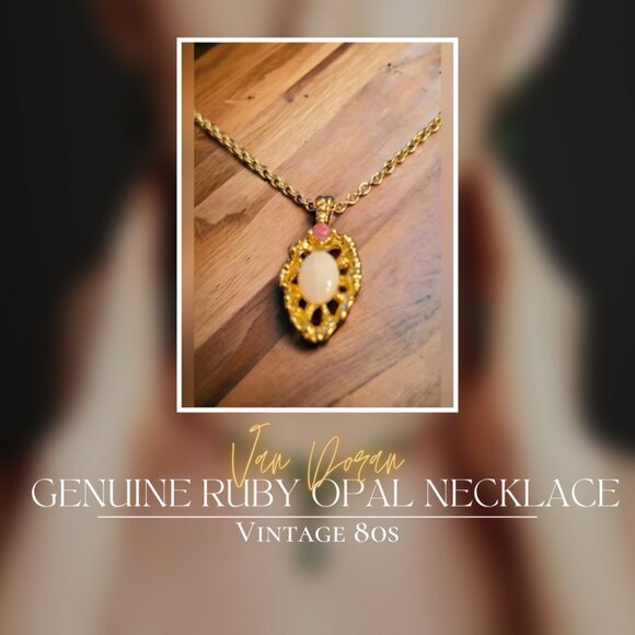 Vintage Van Doran Ruby and Opal necklace - Picture 1 of 3